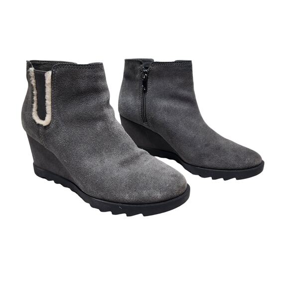 Koolaburra by UGG Yonela Wedge Sued Boots Stone Gray Sz 9 - Picture 1 of 8